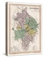 Map of Warwickshire-James Archer-Stretched Canvas