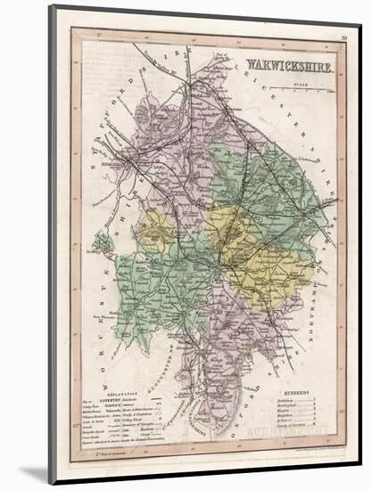 Map of Warwickshire-James Archer-Mounted Art Print