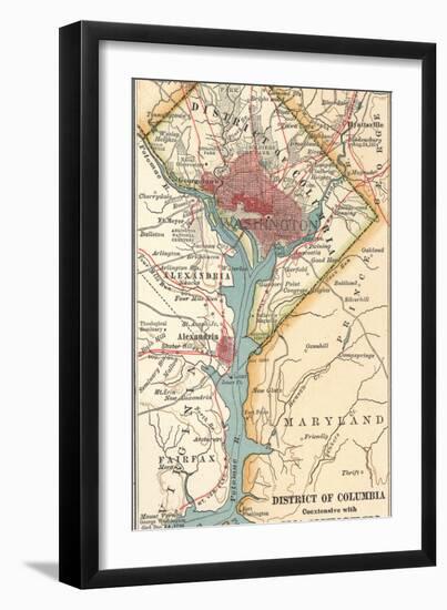 Map of Washington D.C. (C. 1900), Maps-Encyclopaedia Britannica-Framed Art Print