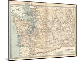 Map of Washington State. United States-Encyclopaedia Britannica-Mounted Art Print