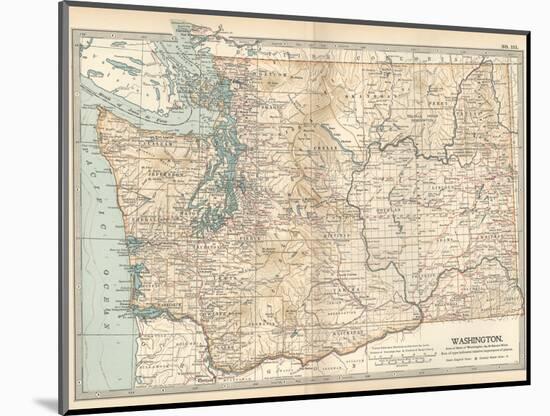 Map of Washington State. United States-Encyclopaedia Britannica-Mounted Art Print