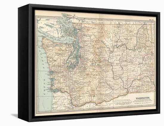 Map of Washington State. United States-Encyclopaedia Britannica-Framed Stretched Canvas