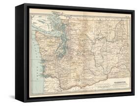 Map of Washington State. United States-Encyclopaedia Britannica-Framed Stretched Canvas