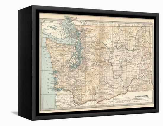 Map of Washington State. United States-Encyclopaedia Britannica-Framed Stretched Canvas