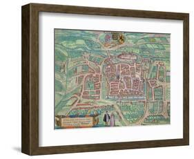 Map of Weimar, from "Civitates Orbis Terrarum" by Georg Braun and Frans Hogenberg circa 1572-1617-Joris Hoefnagel-Framed Giclee Print