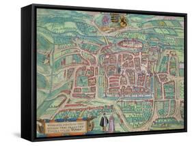 Map of Weimar, from "Civitates Orbis Terrarum" by Georg Braun and Frans Hogenberg circa 1572-1617-Joris Hoefnagel-Framed Stretched Canvas