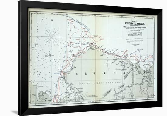 Map of West Arctic America Showing the Tracks of HMS Enterprise and Investigator in 1850-1854-null-Framed Giclee Print