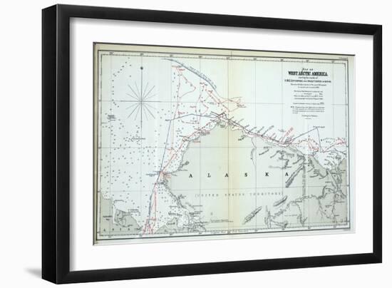 Map of West Arctic America Showing the Tracks of HMS Enterprise and Investigator in 1850-1854-null-Framed Giclee Print