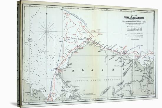 Map of West Arctic America Showing the Tracks of HMS Enterprise and Investigator in 1850-1854-null-Stretched Canvas