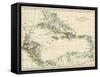 Map of West Indies and the Caribbean Sea, 1800s-null-Framed Stretched Canvas