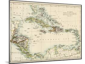 Map of West Indies and the Caribbean Sea, 1800s-null-Mounted Premium Giclee Print