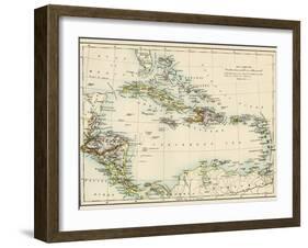 Map of West Indies and the Caribbean Sea, 1800s-null-Framed Giclee Print