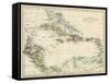 Map of West Indies and the Caribbean Sea, 1800s-null-Framed Stretched Canvas