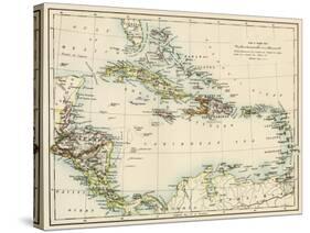 Map of West Indies and the Caribbean Sea, 1800s-null-Stretched Canvas