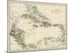 Map of West Indies and the Caribbean Sea, 1800s-null-Mounted Giclee Print