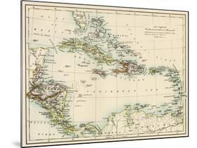 Map of West Indies and the Caribbean Sea, 1800s-null-Mounted Giclee Print