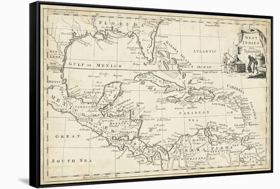 Map of West Indies-T. Jeffreys-Framed Stretched Canvas