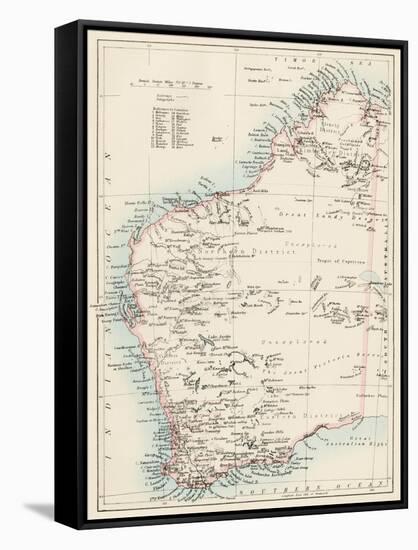 Map of Western Australia, 1870s-null-Framed Stretched Canvas