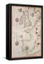 Map of Western Europe, 1590-Science Source-Framed Stretched Canvas