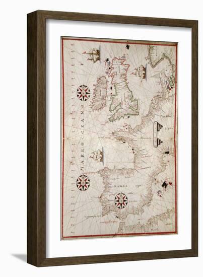 Map of Western Europe, 1590-Science Source-Framed Giclee Print