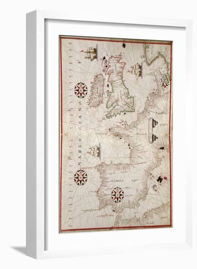 Map of Western Europe, 1590-Science Source-Framed Giclee Print