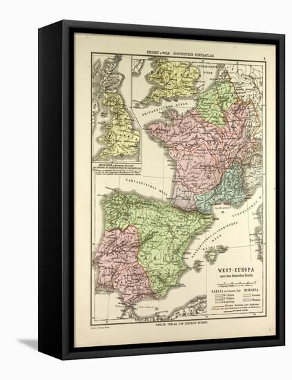 Map of Western Europe and the Roman Empire-null-Framed Stretched Canvas