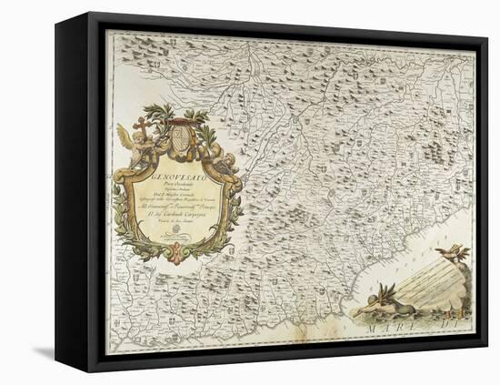 Map of Western Liguria Region-Vincenzo Coronelli-Framed Stretched Canvas