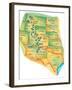 Map of Western United States-Jennifer Thermes-Framed Photographic Print