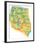 Map of Western United States-Jennifer Thermes-Framed Photographic Print