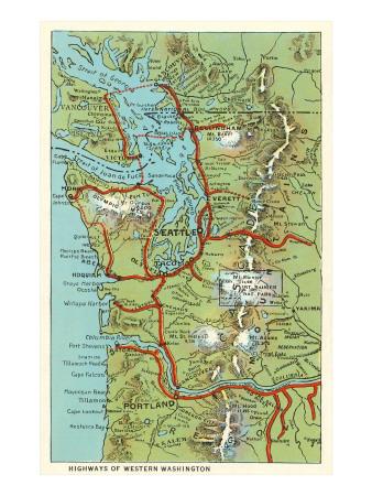 'Map of Western Washington' Prints | AllPosters.com