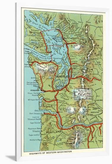 Map of Western Washington-null-Framed Art Print