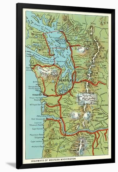 Map of Western Washington-null-Framed Art Print