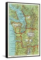 Map of Western Washington-null-Framed Stretched Canvas