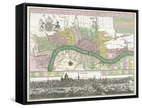 Map of Westminster, the City of London and Southwark, 1720-Johann Thomas Kraus-Framed Stretched Canvas