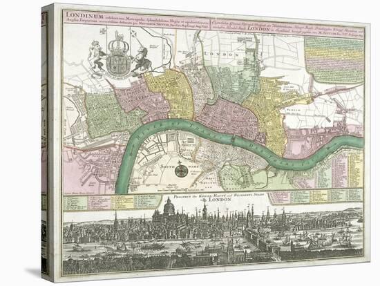 Map of Westminster, the City of London and Southwark, 1720-Johann Thomas Kraus-Stretched Canvas