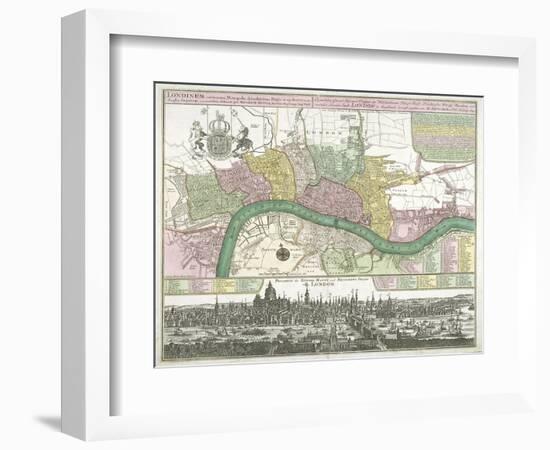 Map of Westminster, the City of London and Southwark, 1720-Johann Thomas Kraus-Framed Giclee Print