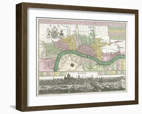 Map of Westminster, the City of London and Southwark, 1720-Johann Thomas Kraus-Framed Giclee Print