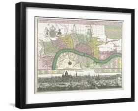 Map of Westminster, the City of London and Southwark, 1720-Johann Thomas Kraus-Framed Giclee Print