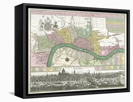Map of Westminster, the City of London and Southwark, 1720-Johann Thomas Kraus-Framed Stretched Canvas