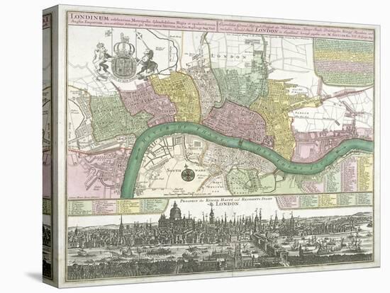 Map of Westminster, the City of London and Southwark, 1720-Johann Thomas Kraus-Stretched Canvas