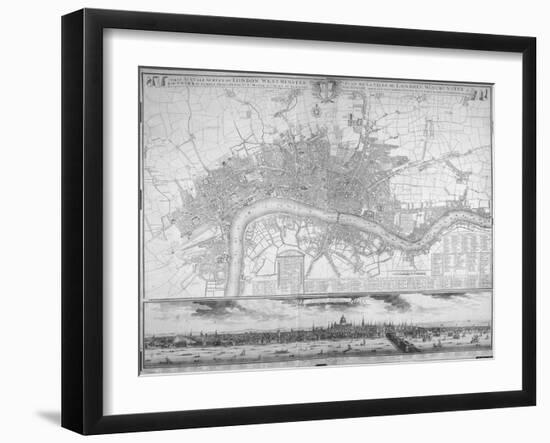 Map of Westminster, the City of London, Southwark, the Thames and Surrounding Areas, 1710-null-Framed Giclee Print