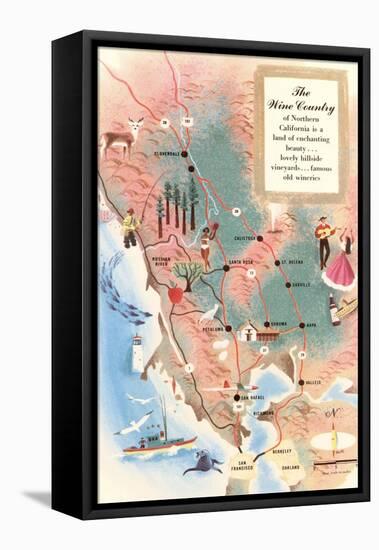 Map of Wine Country-null-Framed Stretched Canvas