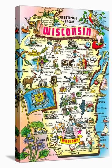 Map of Wisconsin, Attractions-null-Stretched Canvas