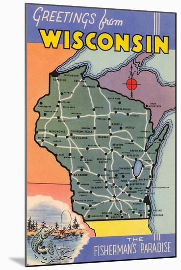 Map of Wisconsin-null-Mounted Art Print