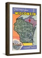 Map of Wisconsin-null-Framed Art Print