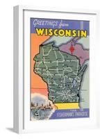 Map of Wisconsin-null-Framed Art Print