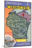 Map of Wisconsin-null-Mounted Art Print
