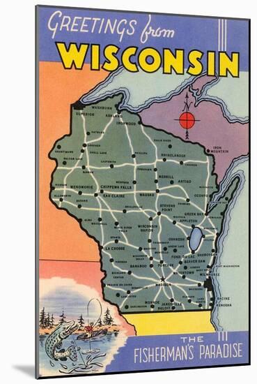 Map of Wisconsin-null-Mounted Art Print