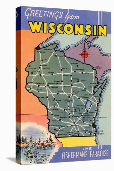 Map of Wisconsin-null-Stretched Canvas