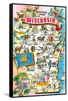 Map of Wisconsin-null-Framed Stretched Canvas